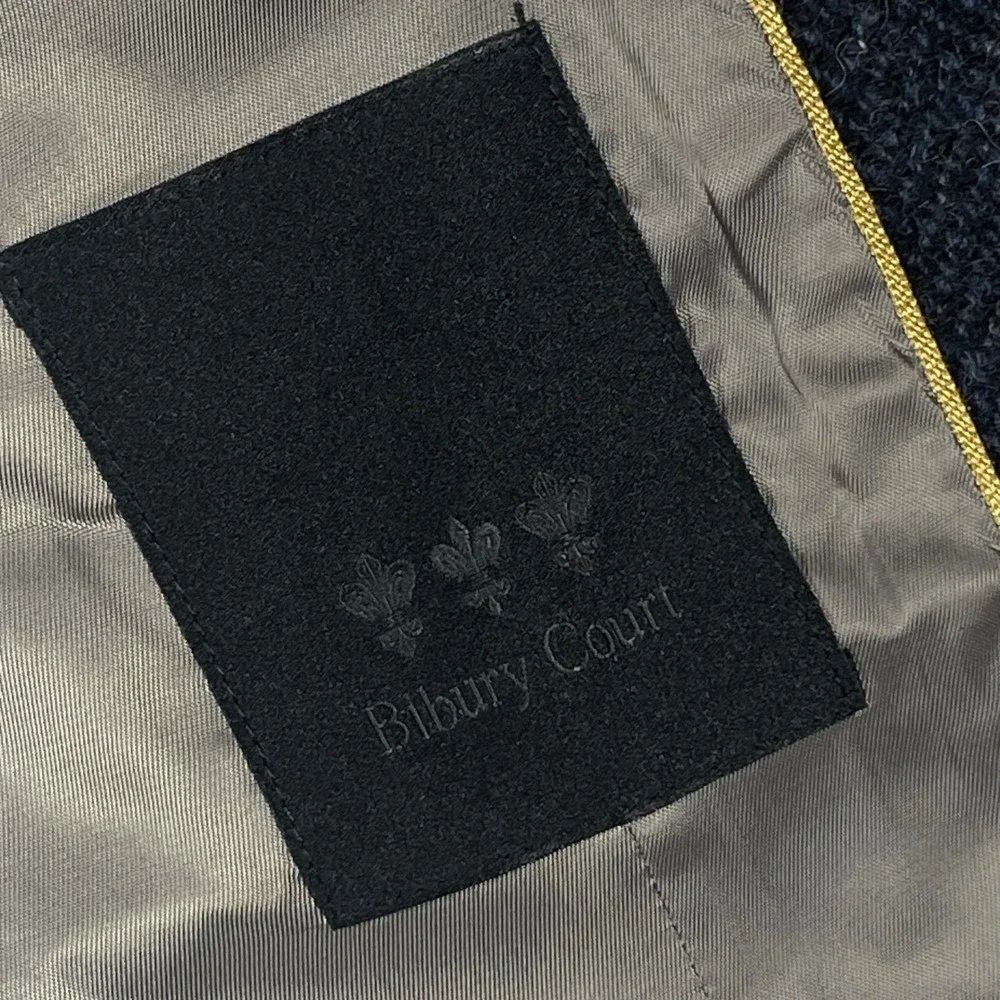 Bibury Court Harris Tweed Wool Herringbone Vest Navy Blue Waistcoat Mens 2 S